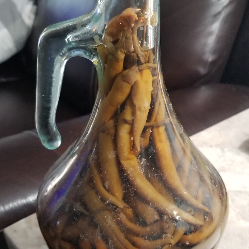 Vintage Vetreria Etrasea oil bottle.